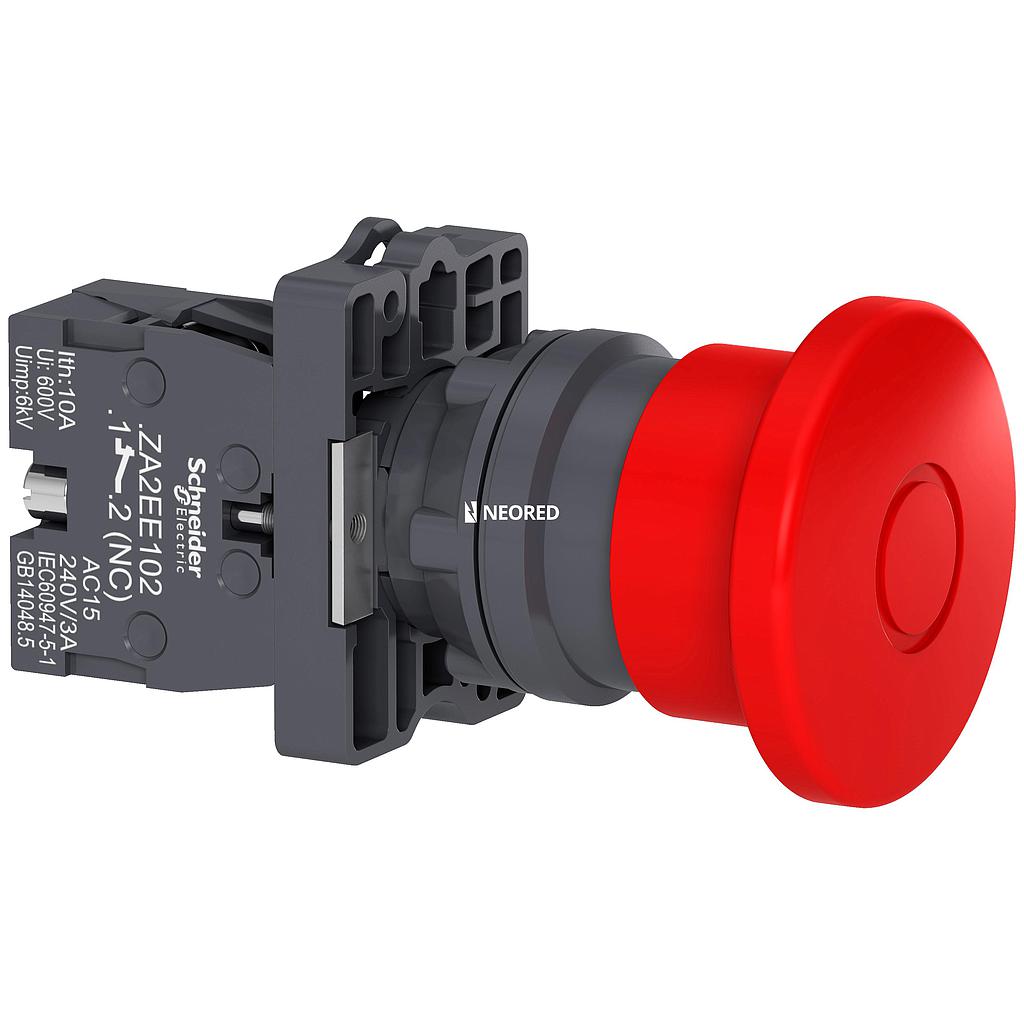 Parada de Emergencia Push Pull - 1NC - Diámetro: 40mm - Rojo - Línea XA2