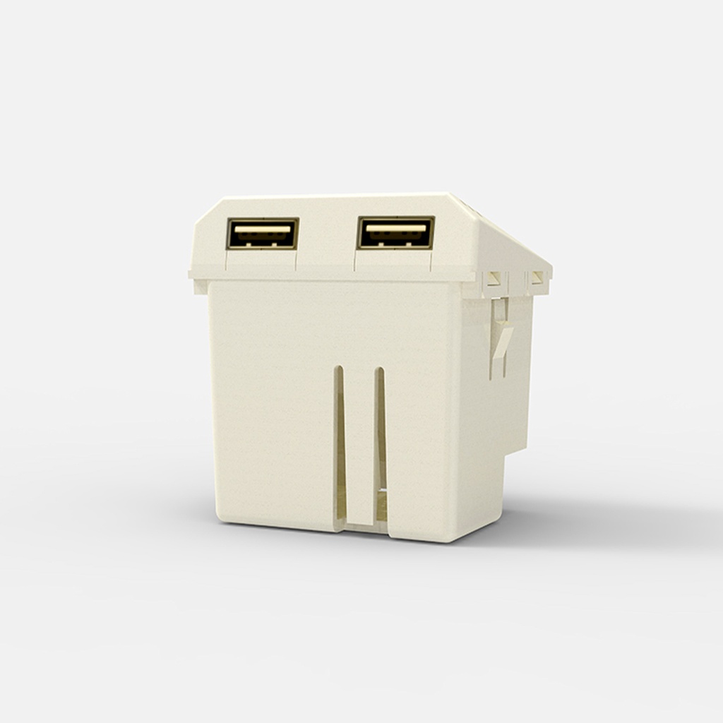 MODULO CARGADOR USB DOBLE 220v BLANCO 3,1 A. - BLANCA