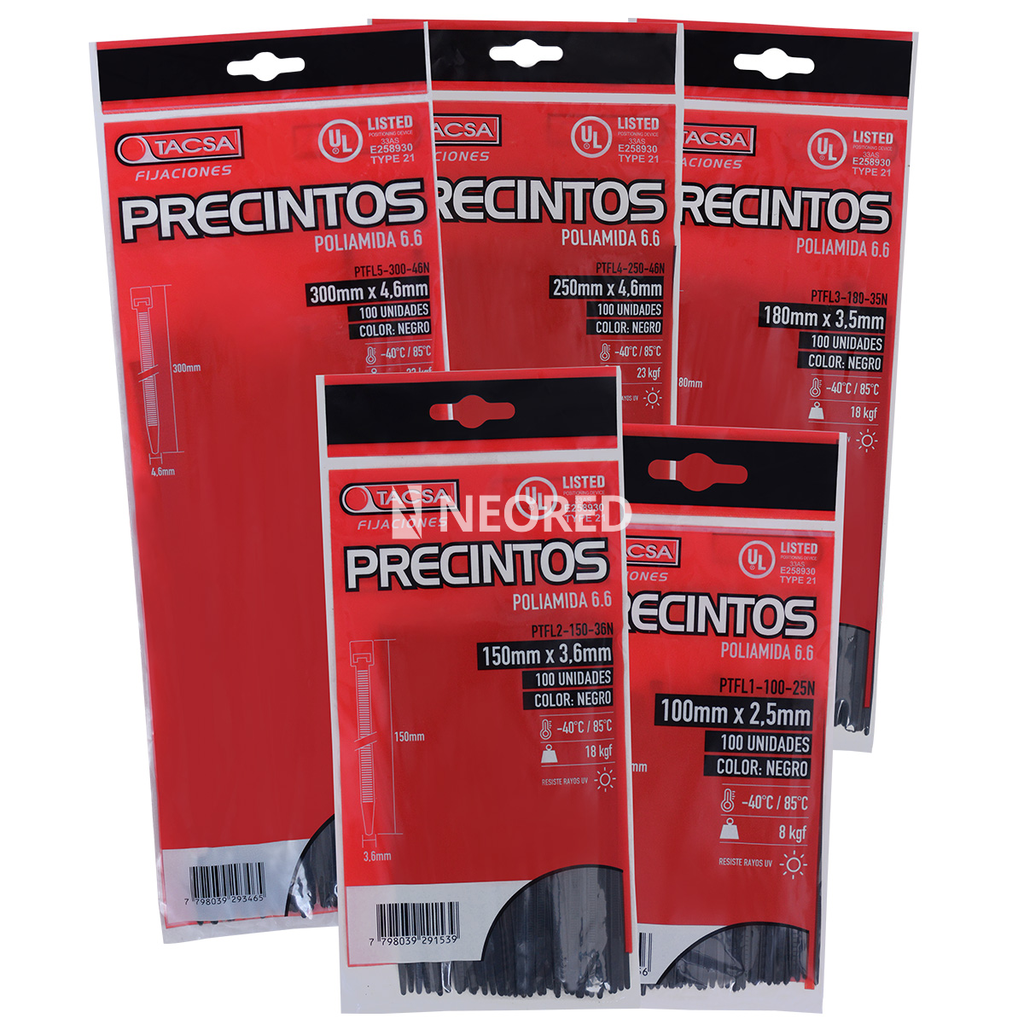 Precintos Nylon 400 mm x 7.6 mm Negro
