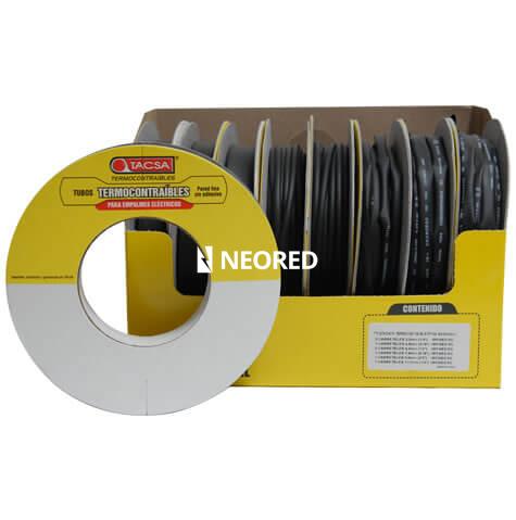 [TACPTLGTAC205N] Tubo termocontraíble pared fina sin adhesivo, fraccionado 8 bobinas por caja 3/16" 4,8/2,4 