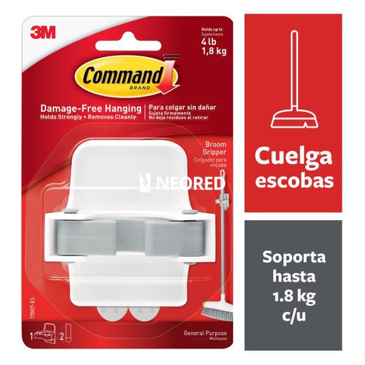 [MMM63848] Command® Gancho Sujetaescobas, Grande, 1 gancho/paquete