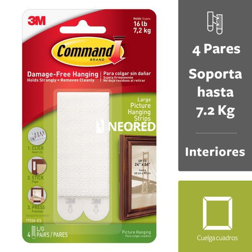 [MMM63948] Command® Tiras para Colgar Cuadros, Grandes, Blancas