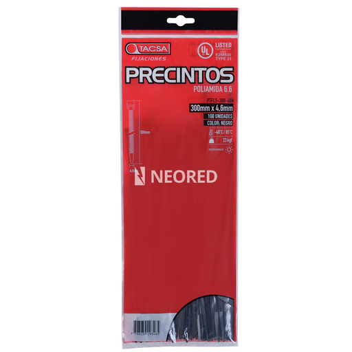 [TACPTFL7-350-46N] Precintos Nylon 350 mm x 4.6 mm Negro