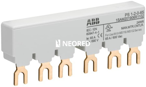 [ABB1SAM201906R1102] Barras de conexión para MS116 y MS132 Hasta 65A para 2 MS116/132 y 0 aux.